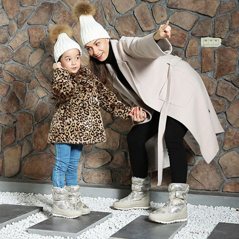 Детские зимние ботинки LEOPARD LAND обувь для родителей и детей Костюмные меховые