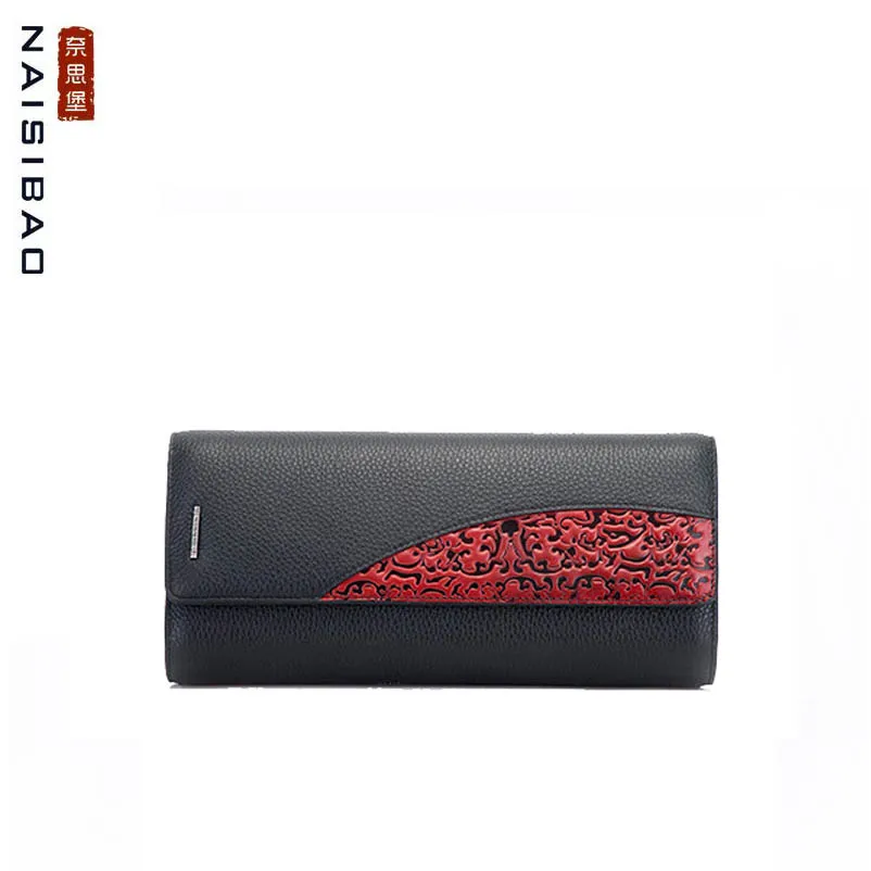 Женский кошелек из натуральной кожи NAISIBAO дизайнерский модный клатч с тиснением