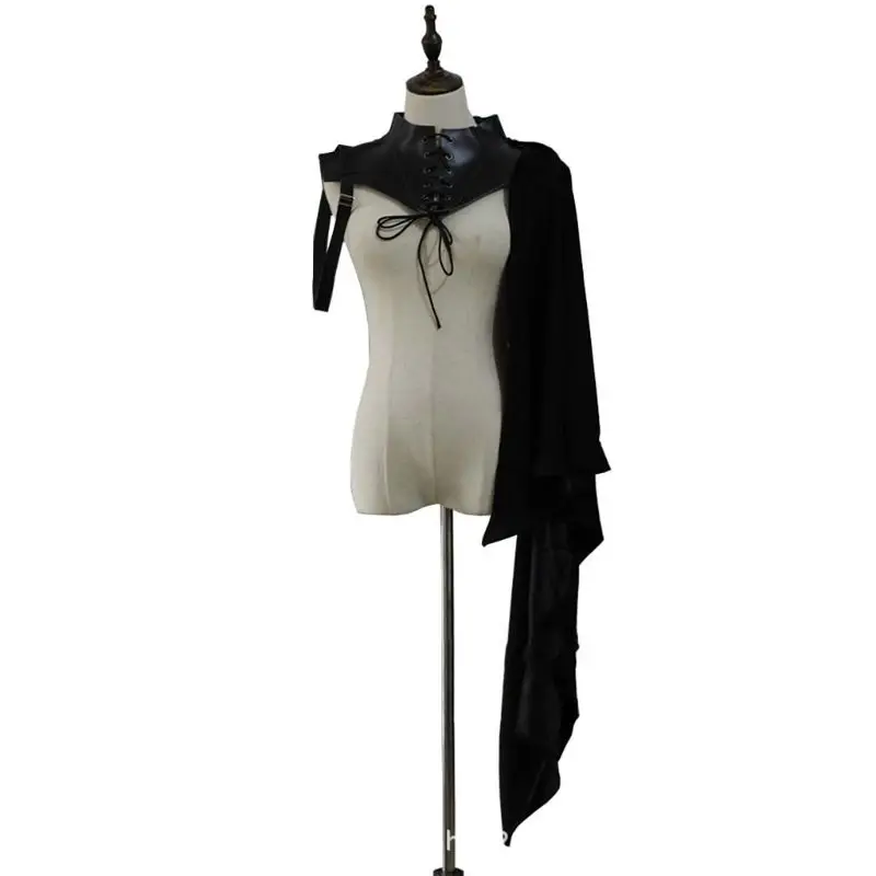 Средневековая черная накидка на одно плечо ретро готический панк костюм эпохи