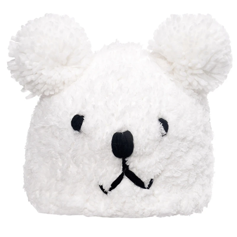 

Cute Bear Knitted Hat Unisex Solid Color Fashion Hats All-match Fall Winter Pullover Hat Wool Knit Hat for Children