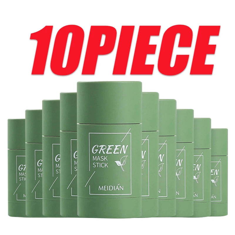 

10pcs Cleansing Green Mask Green Tea Mask Purifying Stick Clay-Stick Oil Control Mud Mask Anti-Acne Remove Blackheads Whitening