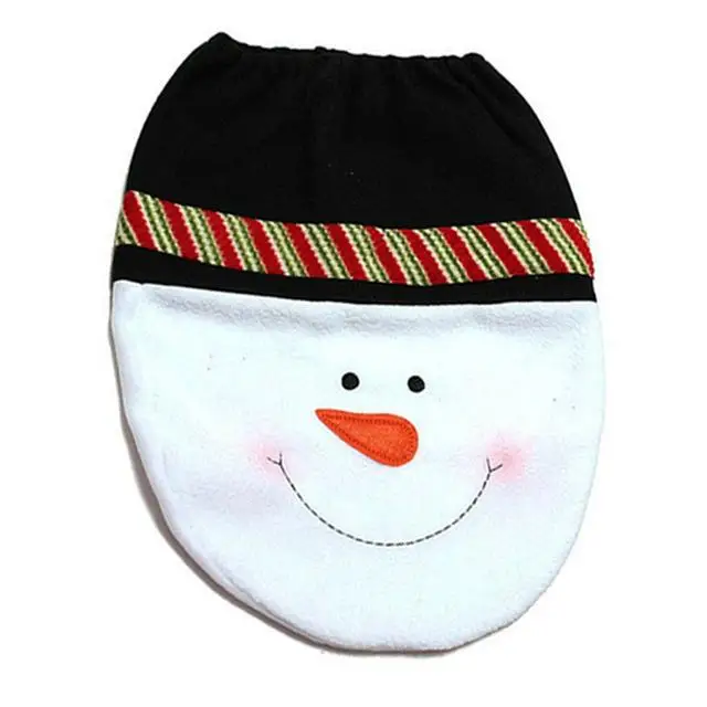 Новогодний Декоративный Рождественский орнамент Navidad подарки Рождественские украшения для дома Санта Клаус крышка для унитаза FZ87 - Цвет: Black Hat Snowman