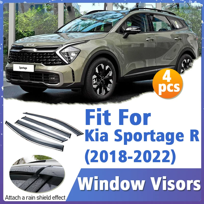 Window Visor Guard for Kia Sportage R 2018-2022 Vent Cover Trim Awnings Shelters Protection Sun Rain Deflector Auto Accessories