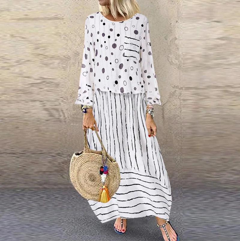 

lady Summer Dress Casual Short Sleeve Long Dress Cotton and linen Boho Floral Print Maxi Dress O-neck Elegant Dresses