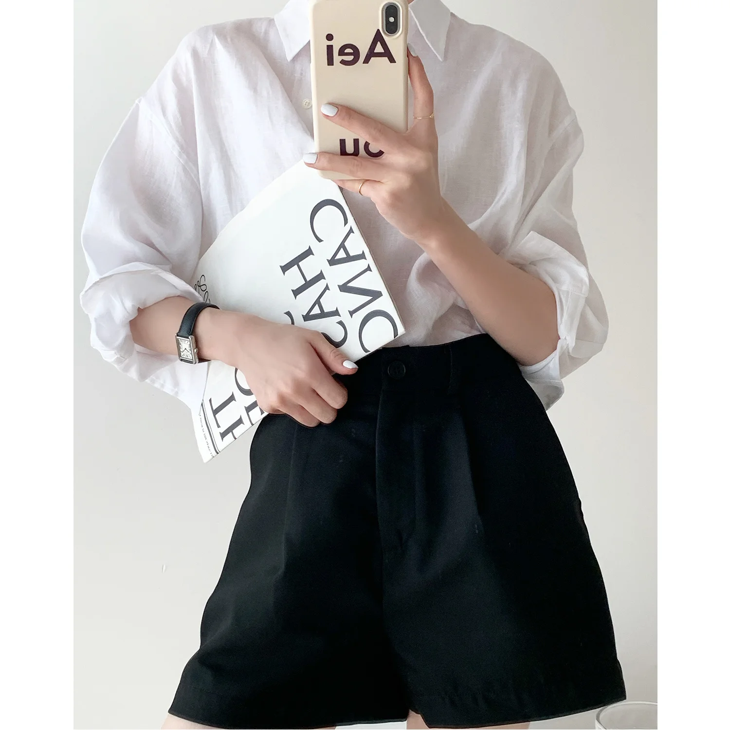 High Waist Straight Shorts Women Wear 2021 Summer New Korean Small Man Black Casual Thin Wide Leg | Женская одежда