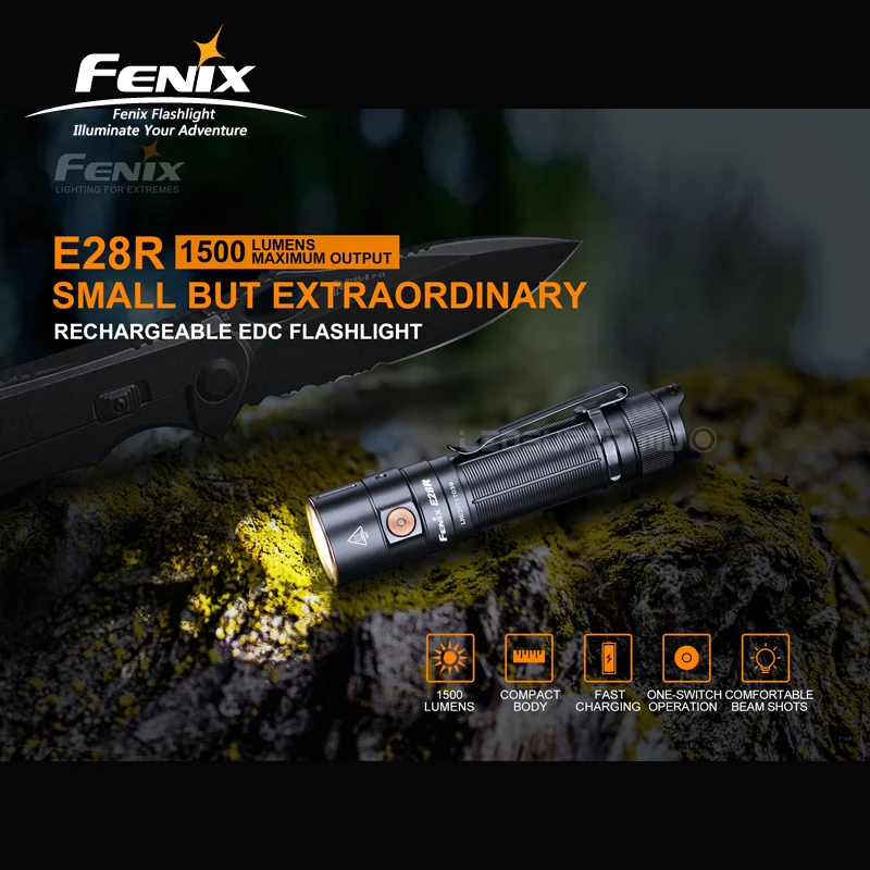 USB Type-C Charging Fenix E28R Rechargeable EDC Flashlight with 3400mAh Li-ion Battery