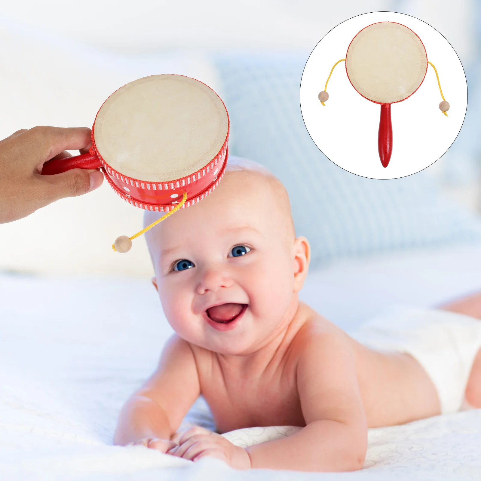 

1pc Small Rattle-drum Educational Shaking Drum Kids Baby Bath Plaything