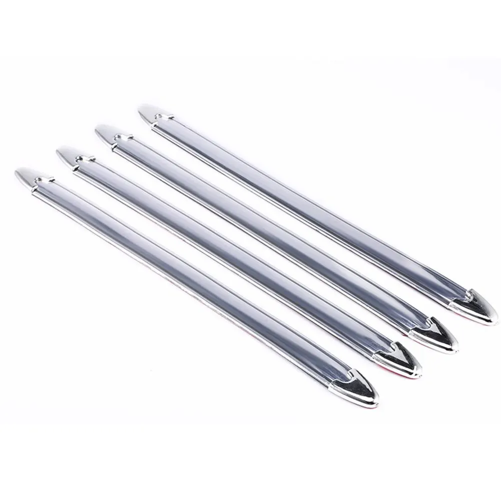 

4 Pieces Of Silver Chrome-plated Safety Bumper Corner Side Guard Plate Protector Scratch-resistant Rubber Decorative Cover Strip