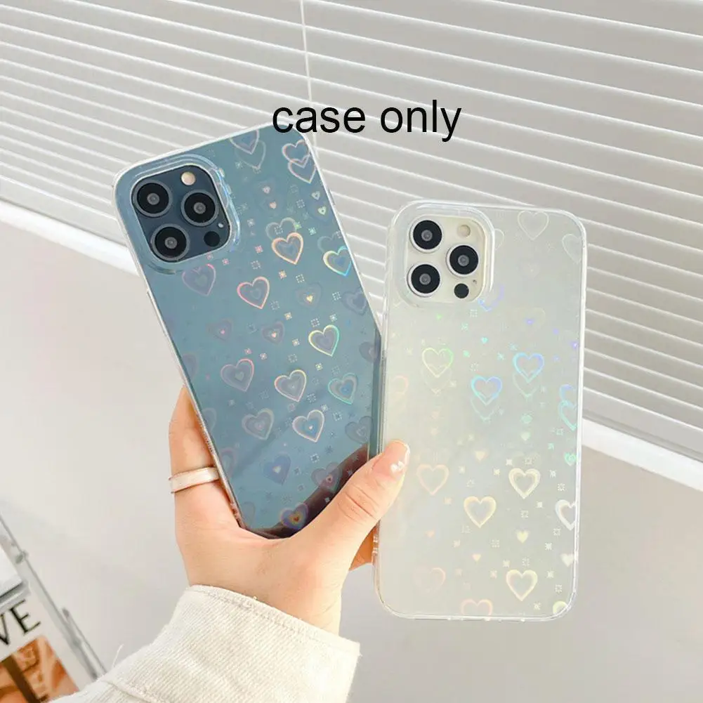 

Transparent Shiny Heart Case For IPhone 12 Pro Back Cover Transparent Case Phone Mobile Shockproof Case Max F9W4