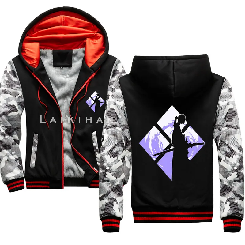 

Jin Men Thick Hoodies Sweatshirts Fleece Warm Zipper Coat Vintage Japanese Anime Jacket Streetwear Winter Hoodie