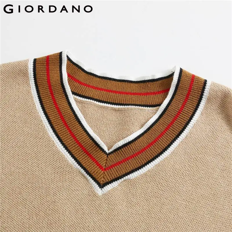 

Giordano Men Sweaters Contrast V-neck Knitted Men Pullover Light Warm Ribbed Cuffs And Hem Chompas Para Hombre 13059804