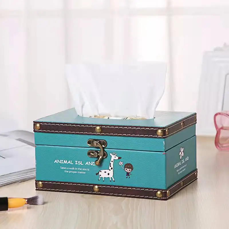 

Leather Tissue Box Household Waterproof Cute Creative Cartoon Storage Box