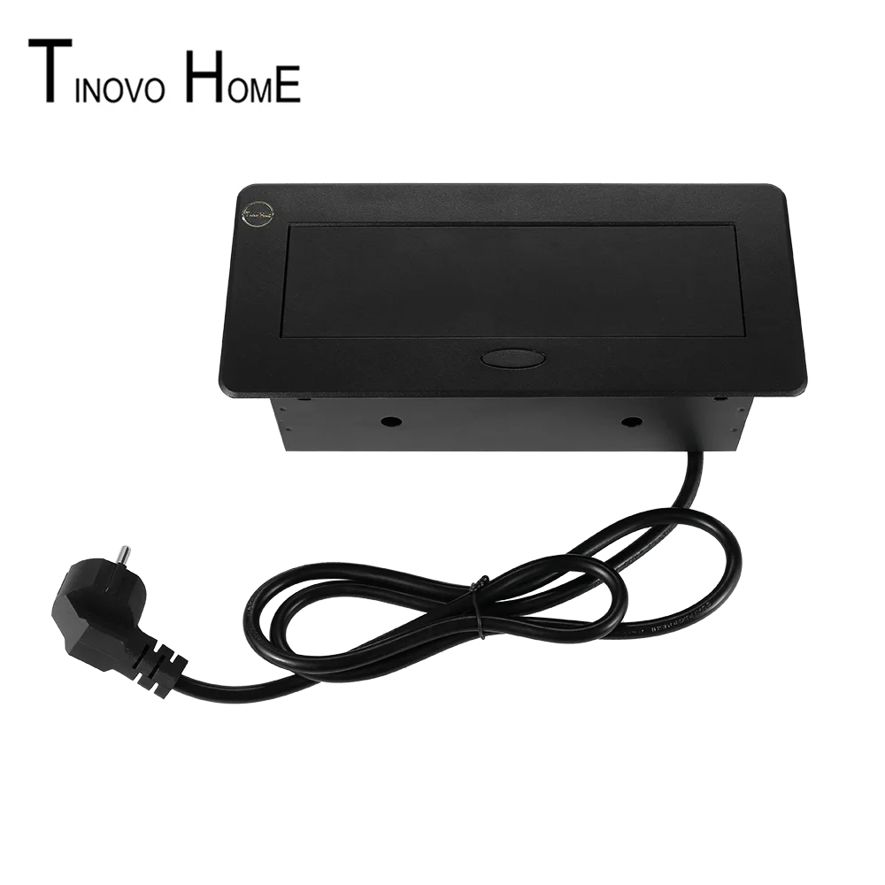 Медленное отскакивание настольная розетка / 3-позиционная Европейская стандартная панель из цинкового сплава Стальная коробка выключателя 1,5 м кабель с европейской вилкой.