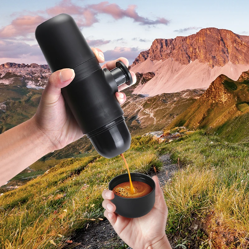 

Manual Coffee Maker Hand Operated Espresso Coffee Machine Pot Portable Outdoor Travel Coffee Maker For Camping Hiking Black
