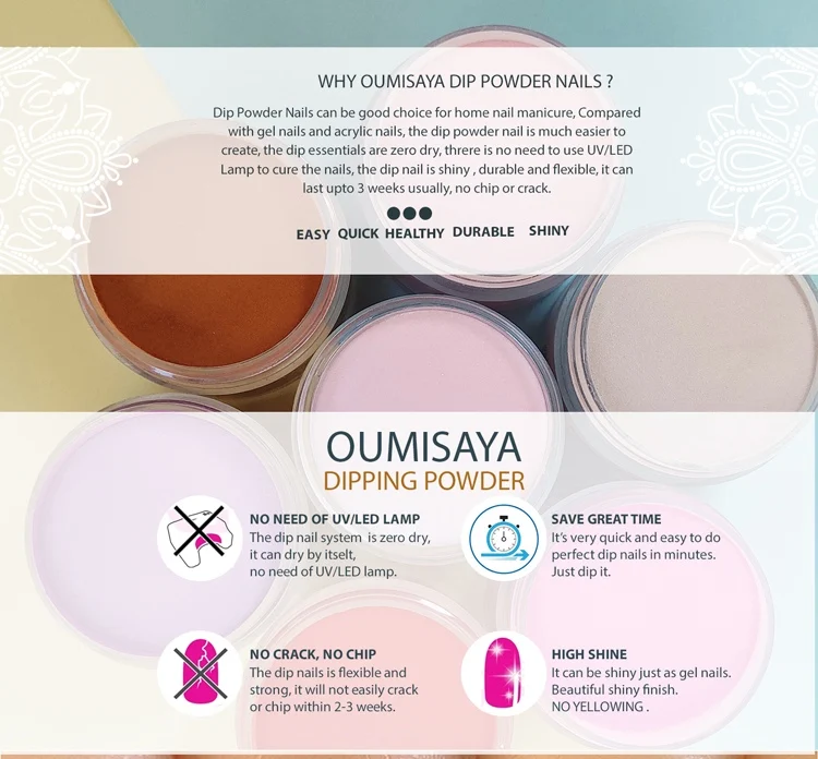 0,5 унц./шт. 10 шт. набор Oumisaya поднос для ногтей порошок Starter Kit с Dip Системы полезных мелочей с ярлыком(Базовое покрытие, герметик для защиты, топовое покрытие