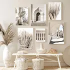 Винтажная Марокканская Картина на холсте для дверей, Постер для здания мечети, исламский принт пшеницы, скандинавские настенные картины, декор для гостиной и дома