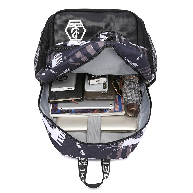 MARVEL Outdoor travel printing school bag USB Charging backpack teenager Luminous bookbag Large capacity waterproof backpack