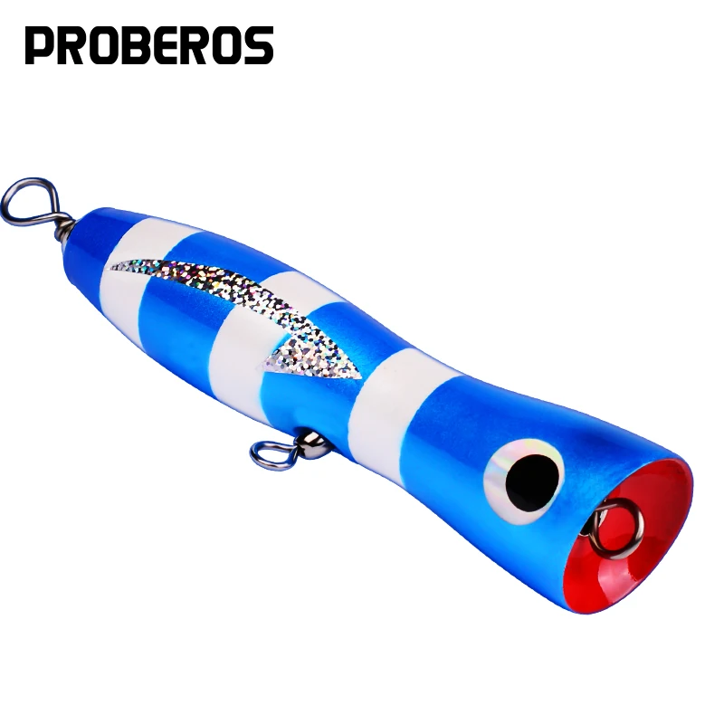 

PROBEROS Деревянные Приманки, Поппер, деревянные приманки для соленой воды 6,89 дюйма/2,19 унции, рыболовная снасть, 4 цвета, приманки для ловли на ло...