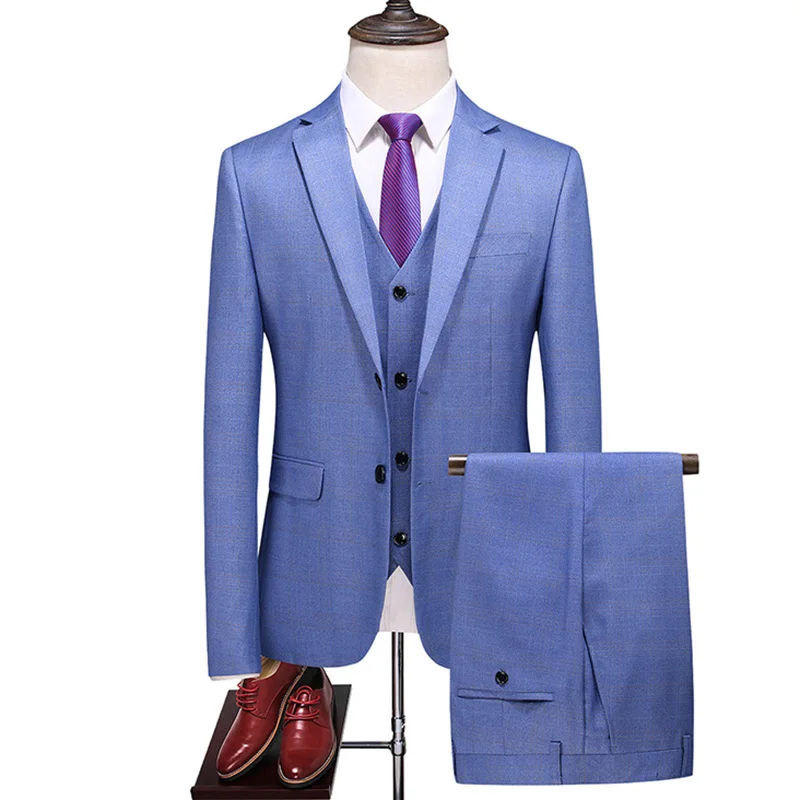 

Men Dress Suits British 3Piece Men Wedding Suit New 2021 Autumn Mens Business Formal Plaid Suit Men Luxury Slim Fit Dress