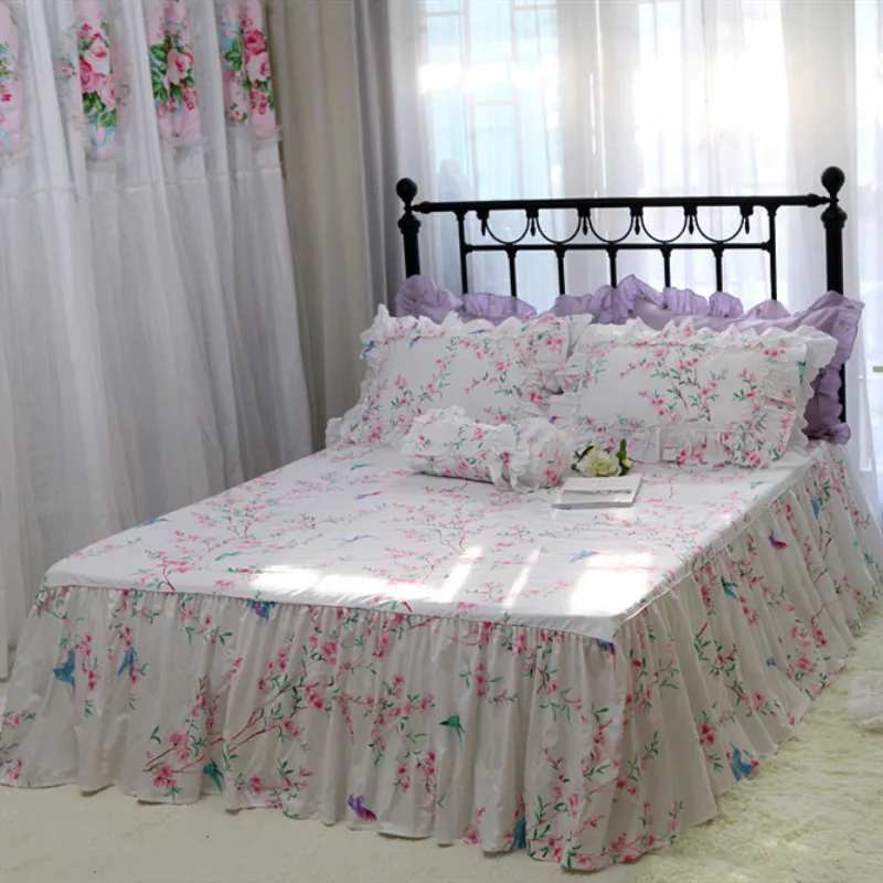 Pastoral print bed covers elegant bedspread princess cover quality satin cotton coverlet bedroom bedcover sweet spread | Дом и сад