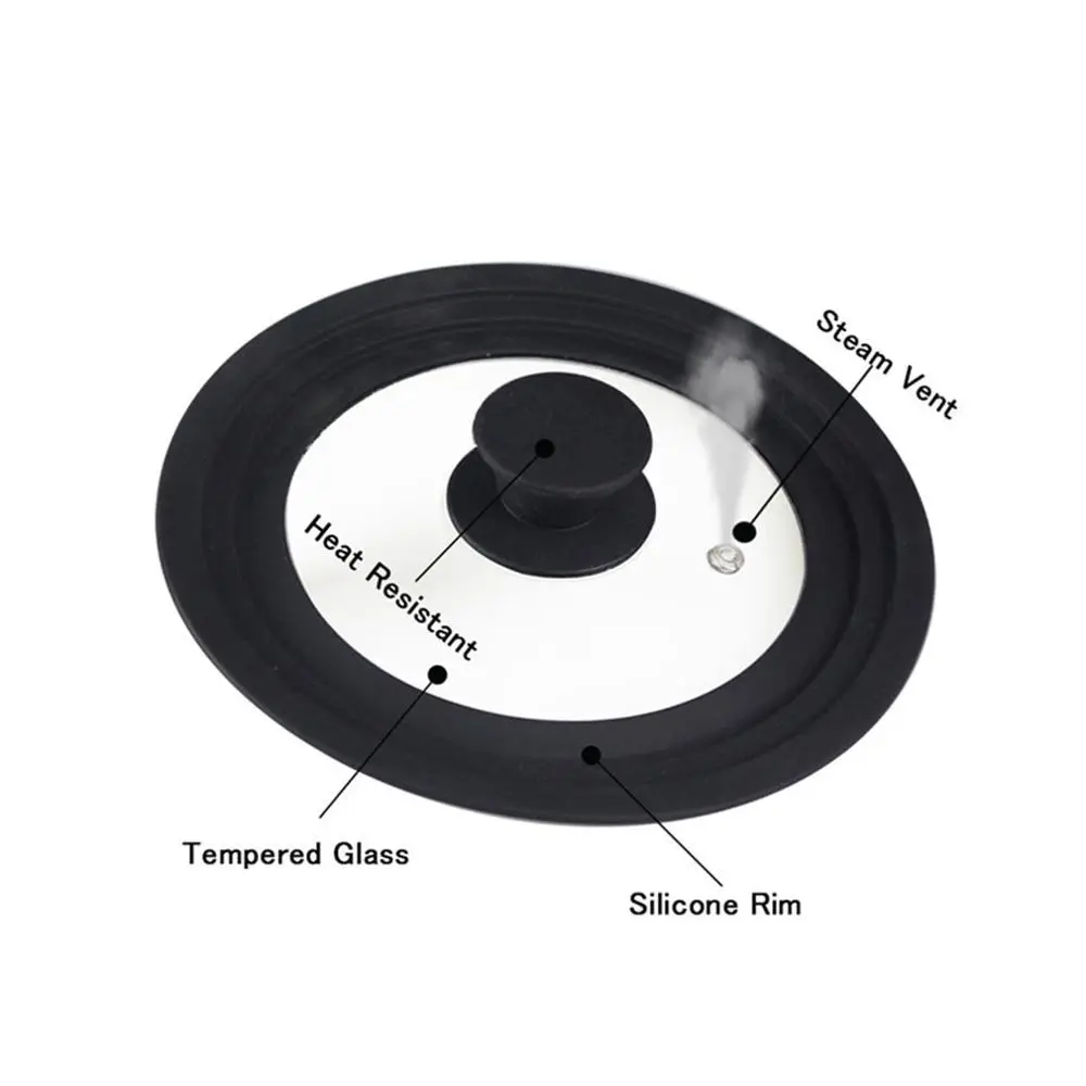 

Portable Kitchen Supplies Multi-Functional Visual Lid Heat-resistant Anti-Fall Tempered Silicone Glass Lid Kitchen Accessories