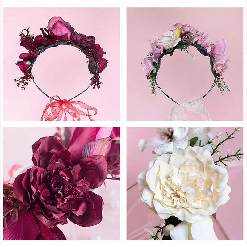 Яркая луна маленький букет роз венок искусственная винтажная гирлянда богемная
