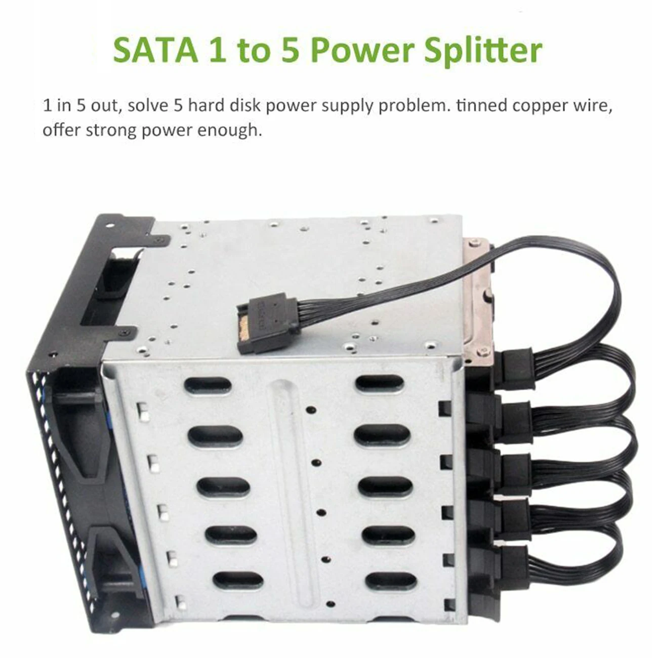 

15Pin SATA Power Supply Splitter Cable Hard Drive 1 Male to 5 Female Extension Power Cord for DIY PC Sever