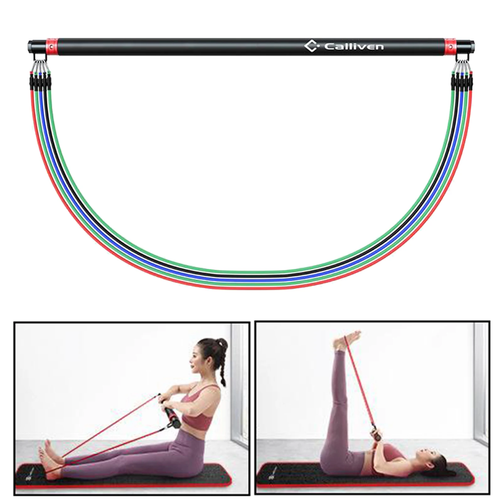 Portable Pilates Bar Stick Adjustable Exercise Resistance Band for Yoga Gym | Спорт и развлечения