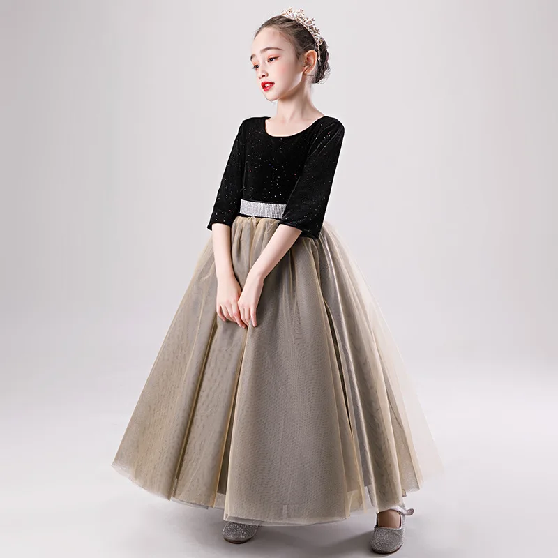 

Girls Host Evening Dresses Children Noble Western Style Piano Performance Model Catwalk Fashion Shooting Boutique Dresses 3-14T