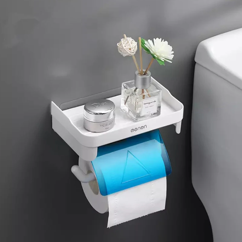 

3 Colors 1pc Waterproof Plastic Toilet Kitchen Dual-purpose Shelf Paper Towel Rack Storage Shelf Bathroom Toilet Accessories