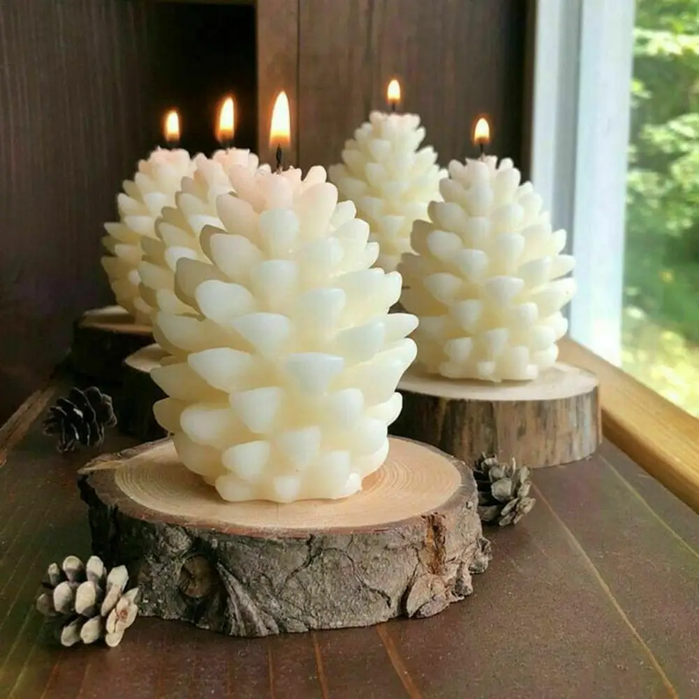

3D Christmas Pine Cone Candle Mold DIY Handmade Aromatherapy Candles Beeswax Pinecone Safe Silicone Candle Making Mould Gifts