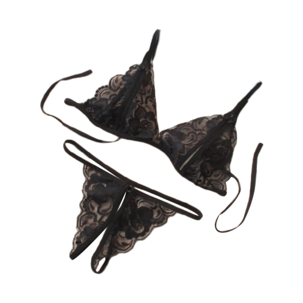 Комплект нижнего белья женский кружевной эротический прозрачный бюстгальтер с