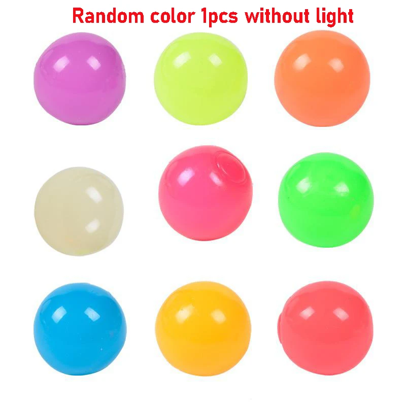 

1/4pcs Wall Ball Luminous Ball Irritability Toy Sticky Ball Decompression Decompression Fidget Toy Gift For Children And Adults