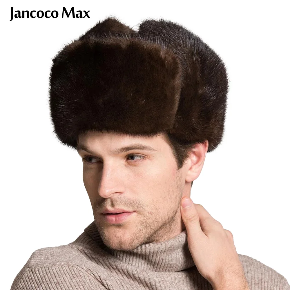 Jancoco Max меховые шапки для мужчин новинка натуральный мех норки с натуральной