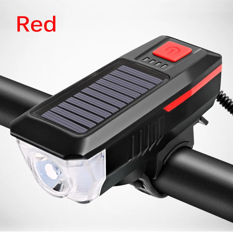 

Bicycle Light Solar And USB Rechargeable Three Lighting Modes MTB Bike Front Light Horn Cycling Lamp Bike Flashlight Accessories