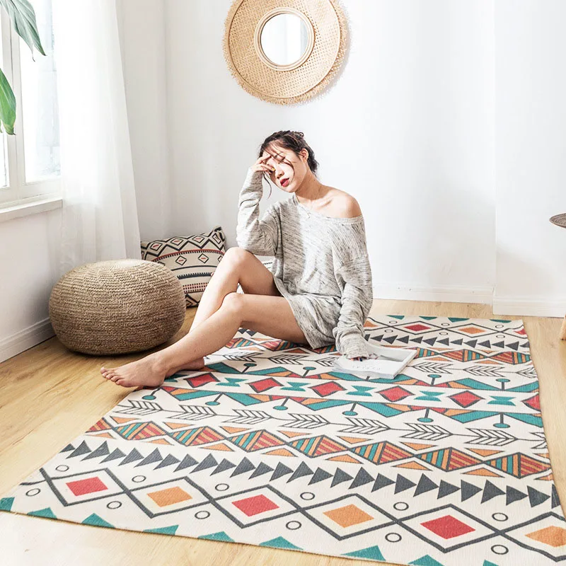 Большой хлопковый льняной ковер для гостиной винтажный скандинавский богемный