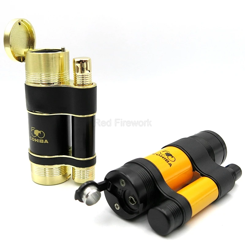 COHIBA желтые и черные карманные металлические ветрозащитные зажигалки 3 синий