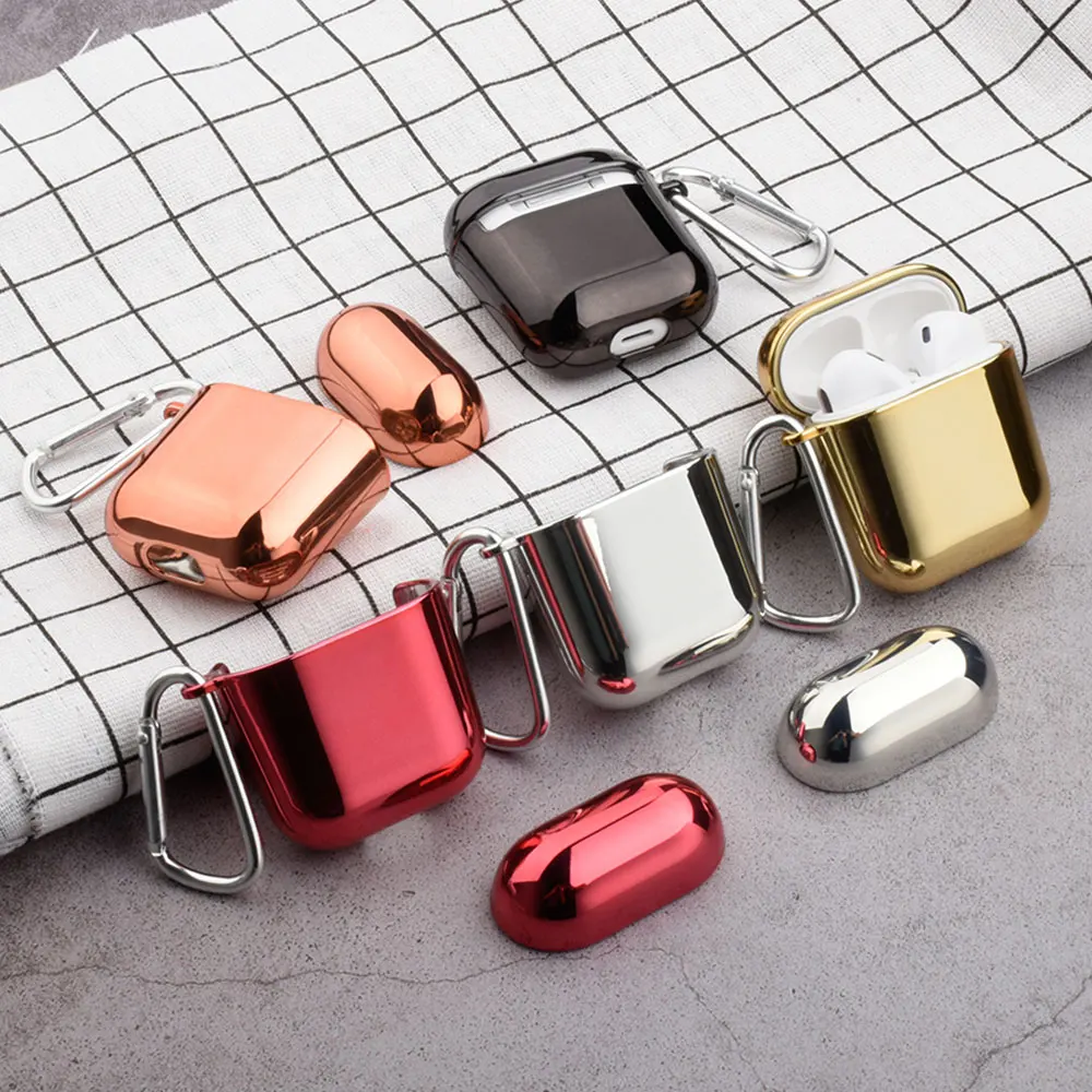 Роскошный Золотой металлический наушник для Airpods 1 2 жесткие чехлы AirPods 1:1 защитный