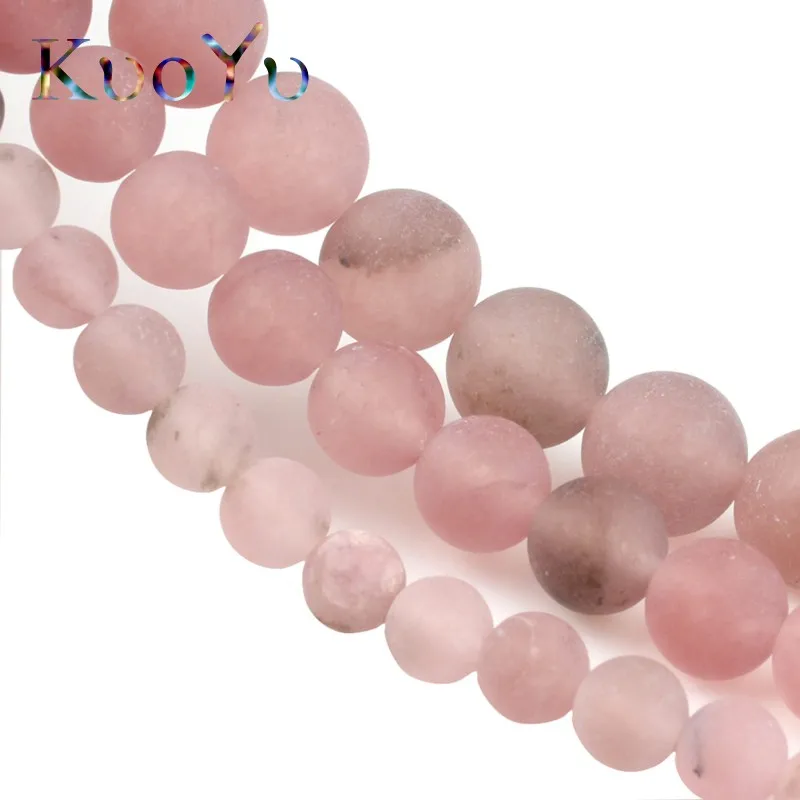 Натуральные матовые Клубничные кварцевые бусины свободные для самостоятельного