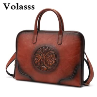 volasss womens vintage top handle bag 2022 new leather shoulder bag ladies chinese style briefcase high quality handbag female