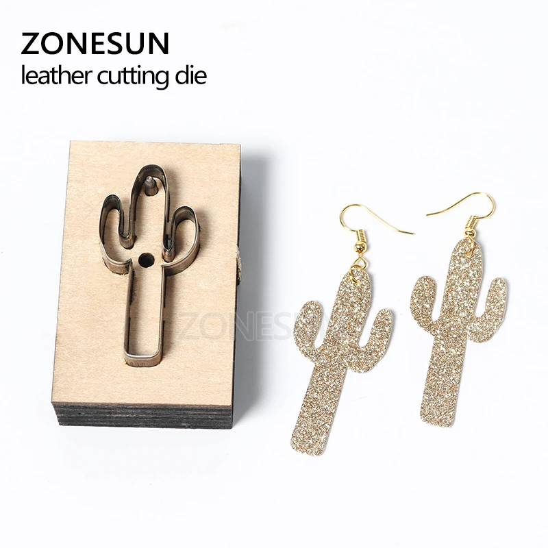 ZONESUN Сделай Сам резак для резки кожаных сережек высечка из кактуса шаблон