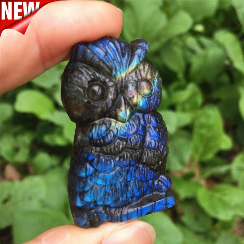 

Натуральный Камень лабрадорит кристалл кварца резной сова