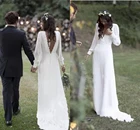 Богемное винтажное свадебное платье, шифоновое пляжное платье с V-образным вырезом и открытой спиной для сада, женское свадебное платье, свадебные платья на заказ