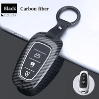 for hyundai tucson nx4 2021 2022 abs carbon fiber car remote key case cover shell keychain buckle key protection cover key fob
