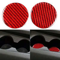 2pcs panel trim sticker scratch resistant carbon fiber red interior cup holder coaster pad trim for chevrolet camaro 2016 2019