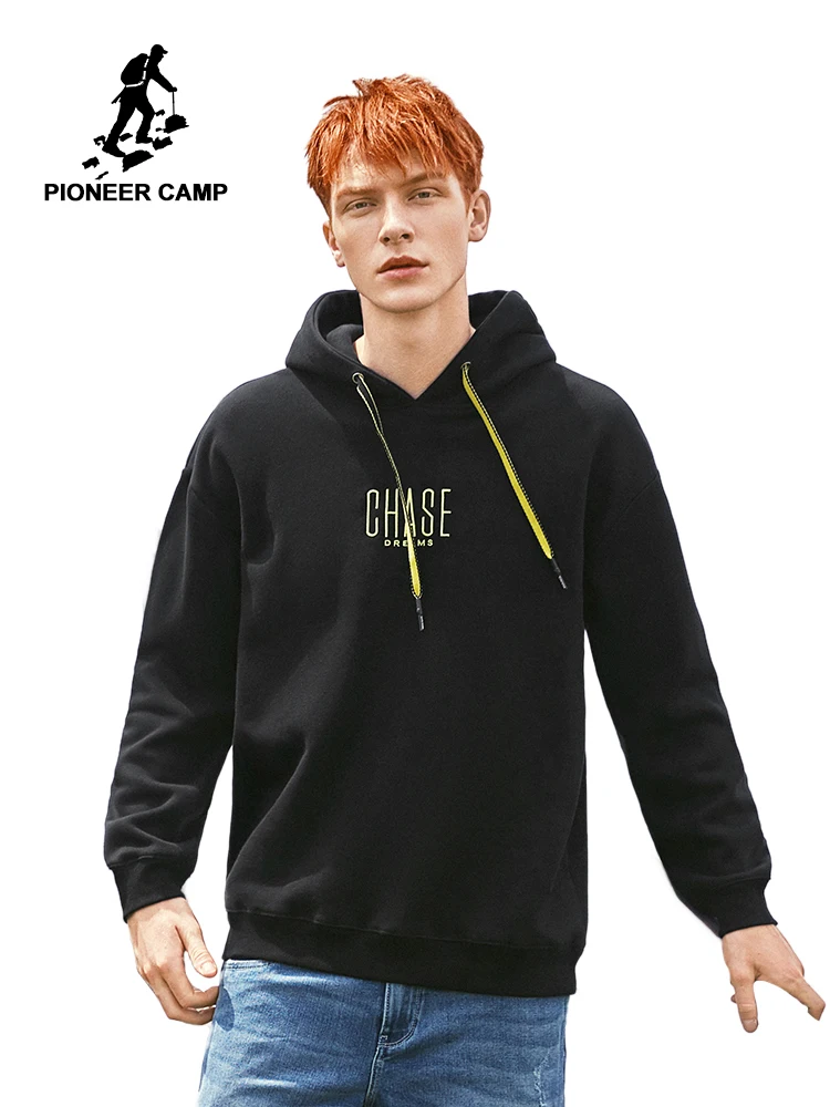 Pioneer Camp мужские толстовки с капюшоном повседневные зимние утолщенные теплые флисовые пальто черные золотые с буквенным принтом мужские толстовки AWY901302
