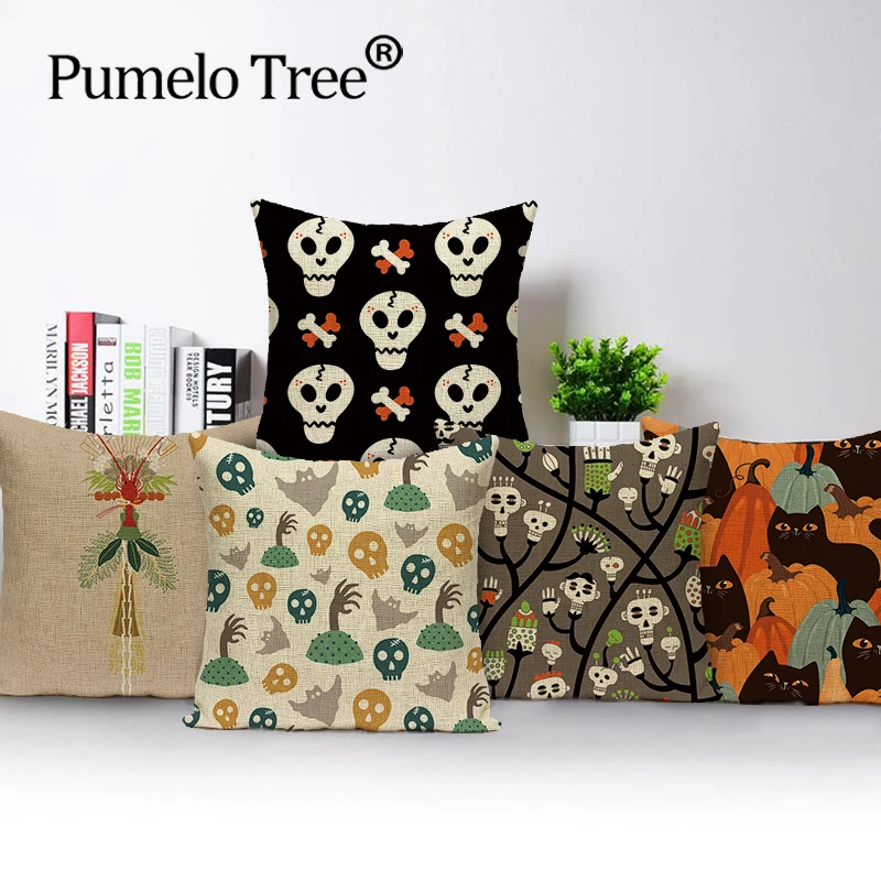 

Skeleton Pillowcase Plant Print Pillow Cover Home Decor Cushion Cover Throw Pillow Cover 45x45 Car Pillow Case Sofa Decoration