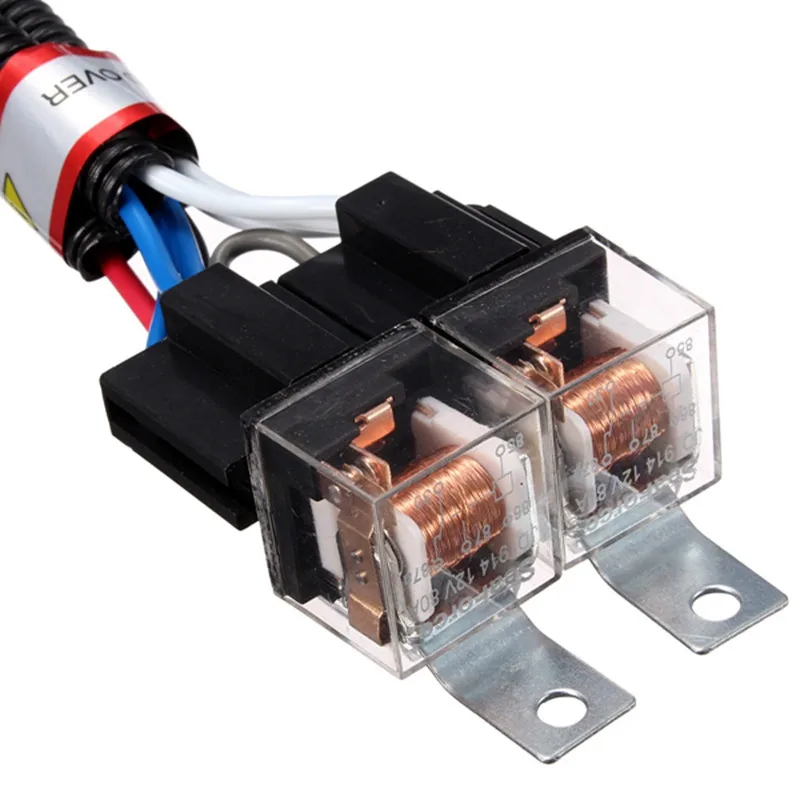 

H4 Headlight Ceramic Relay Wiring Harness 2 Headlamp Light Bulb Fix Dim Light Socket Plug For Car Auto Headlight Car Accessories