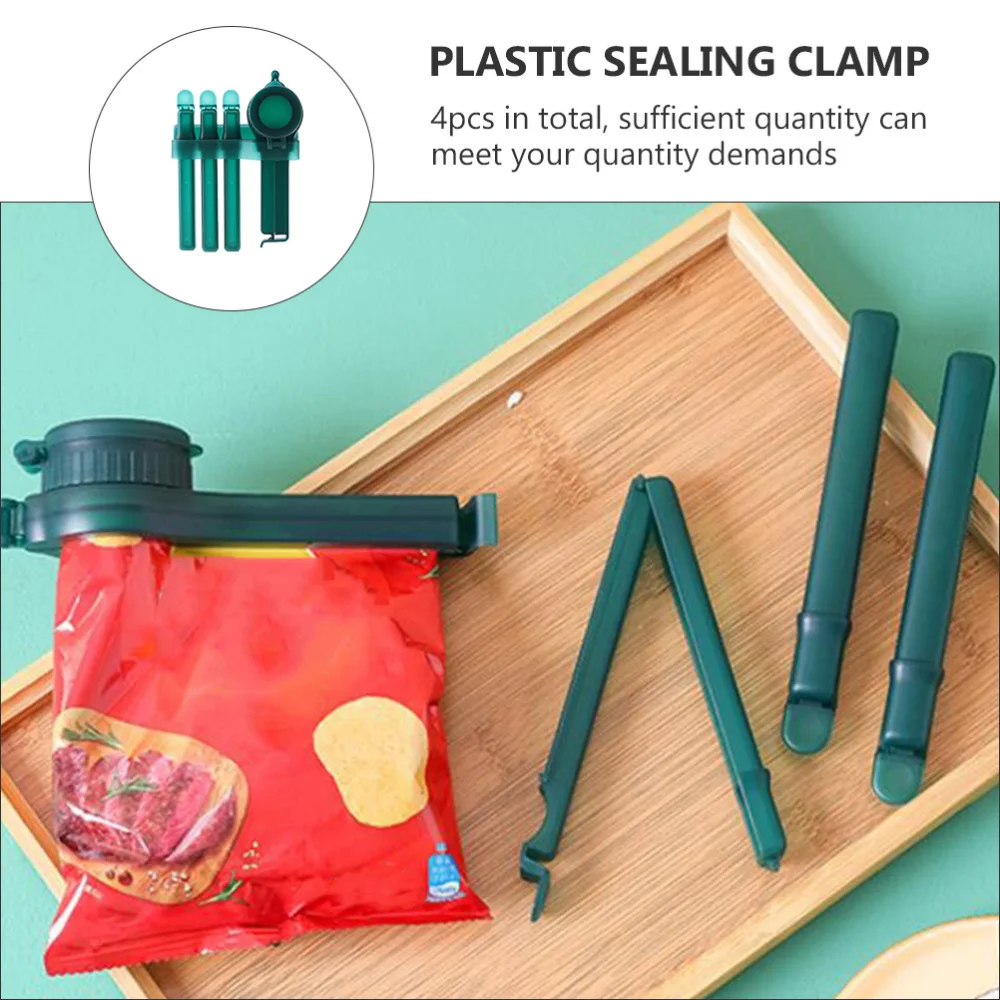 

1 Set 4pcs Snack Bag Sealing Clamps with Pouring Mouth Sealing Clips (Green)