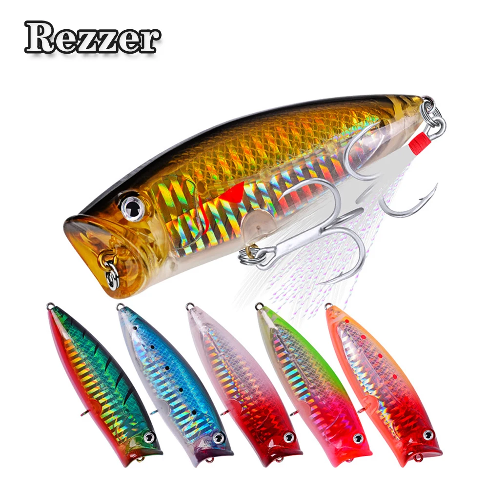 

85mm Bait With Feather Hard Bait 19.5g Plastic Bait Popper Lures Bionic Plastic Hard Bait Fishing Equipment Convenient